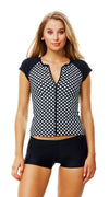 PIHA Geometric Cap Sleeve Zip Rashie, P3432GE