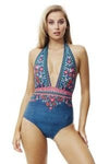 Piha Glastonbury Deep V Neck  цял бански, P4786GY